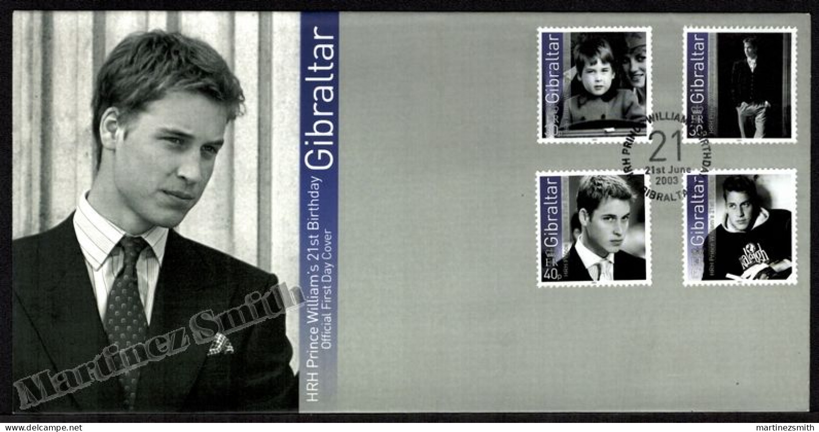 Gibraltar FDC 2003 Yvert 1046-49, Prince William's 21st Birthday  - Topical Cover - Gibilterra