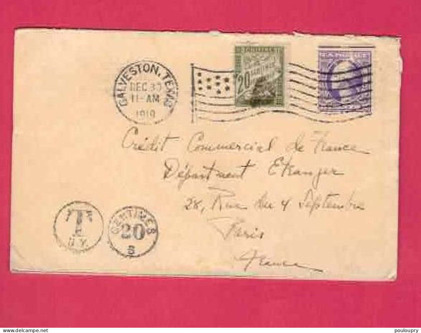 Lettre De 1918 Pour La France - YT N° Taxe 31 - 1859-1959 Storia Postale
