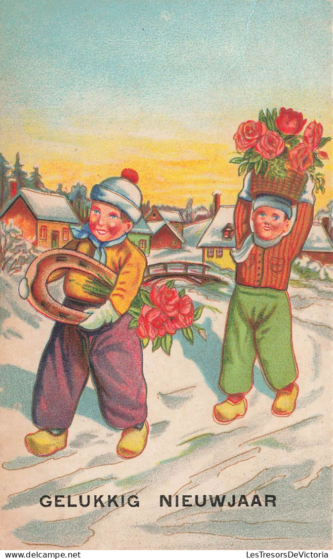 FETES ET VOEUX - Nouvel An - Un Couple Rentrant Avec Des Roses Et Un Fer à Cheval - Colorisé - Carte Postale Ancienne - New Year