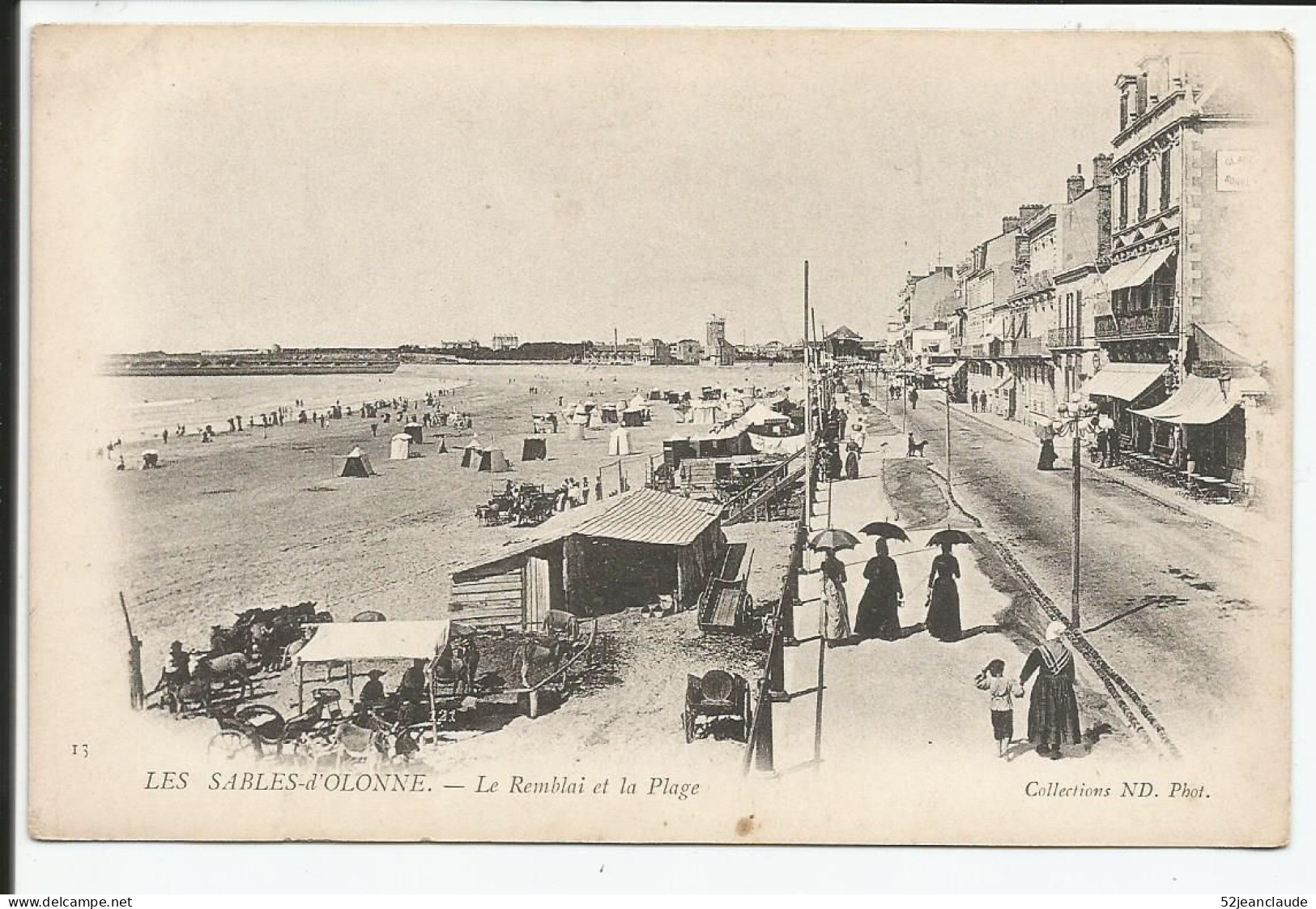 Le Remblai Et La Plage    1900      N°  13 - Sables D'Olonne