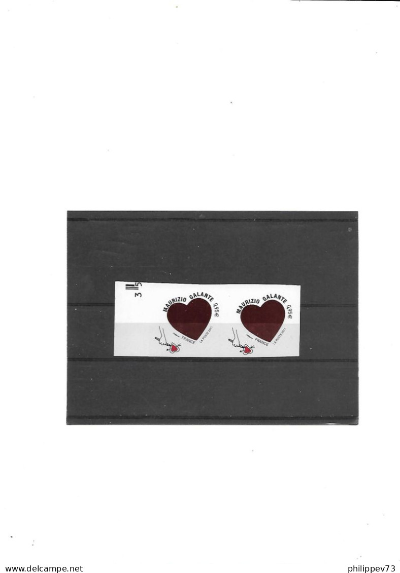 TP Autoadhésif  St Valentin Coeurs 2011 Du Couturier Italien Maurizio Galante  N°511 X 2   Année 2011 N** Support Blanc - Unused Stamps