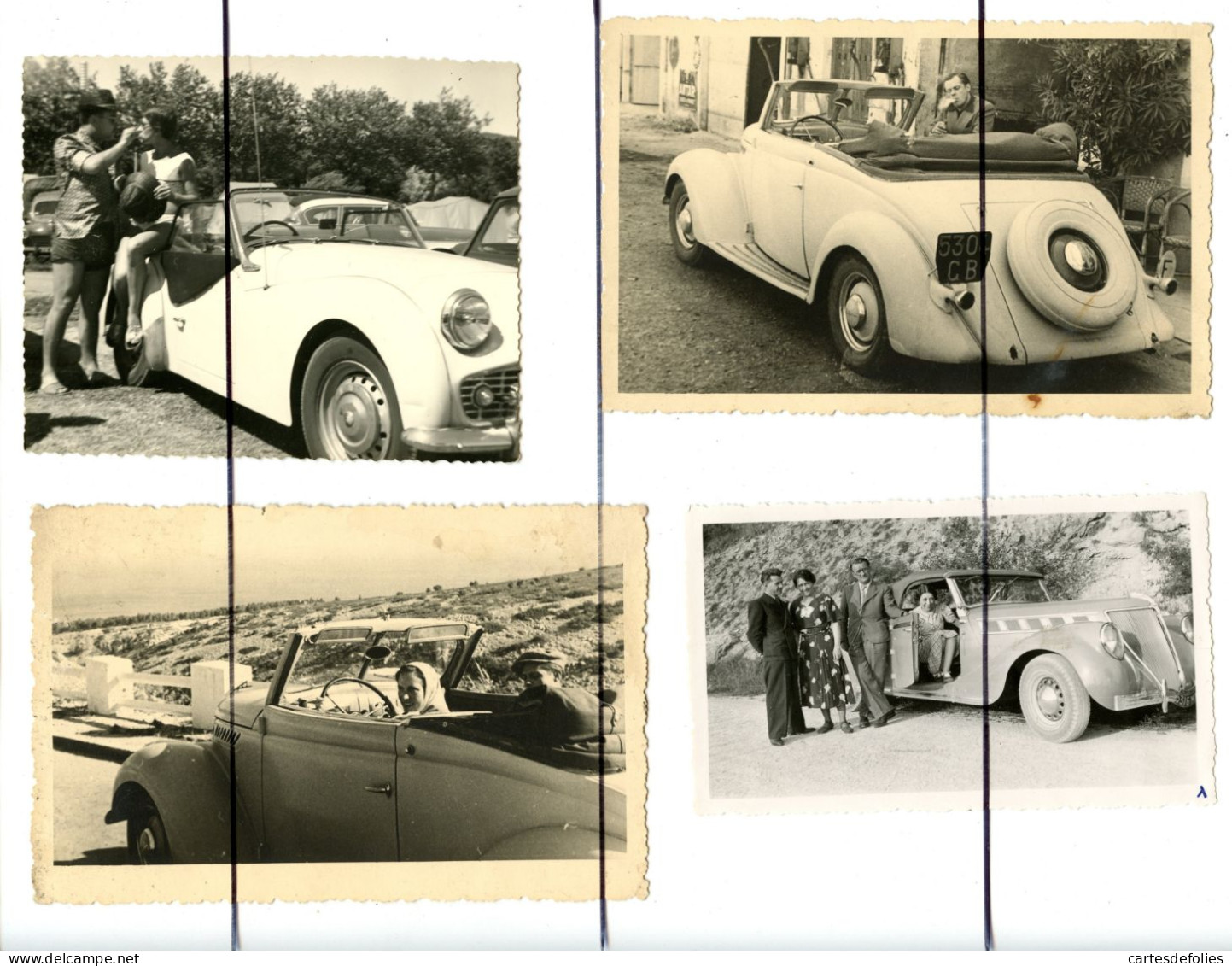 7 PHOTOGRAPHIES. Automobile, Anciennes  Voitures, Voiture, Cabriolet , Décapotable,  Vélo Solex ?? - Cars