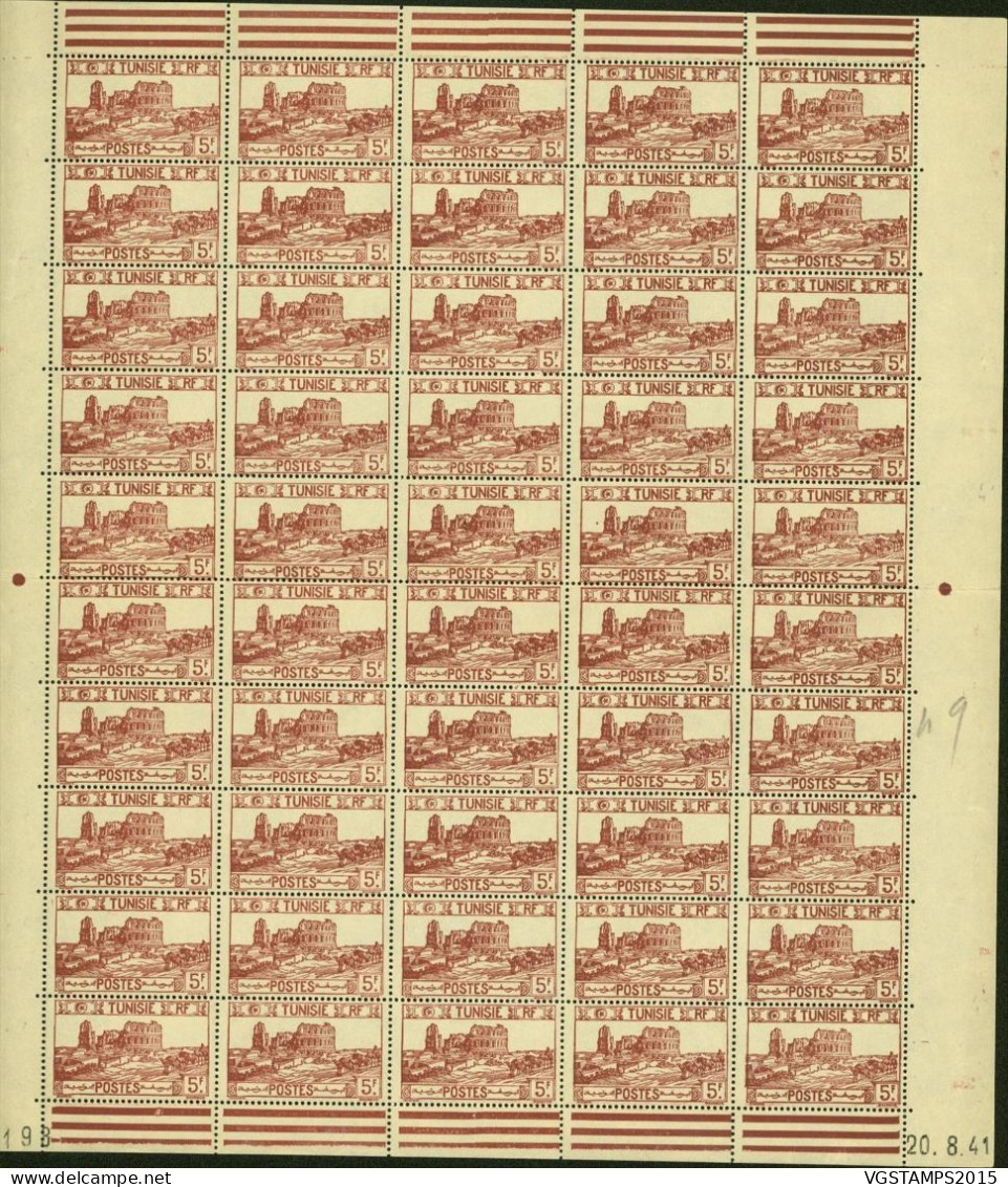 Tunisie 1941 - Colonie Française- Timbres Neufs. Yvert Nr.: 221.Feuille De 50 Avec Coin Date 20/8/41..... (EB) AR-02709 - Unused Stamps