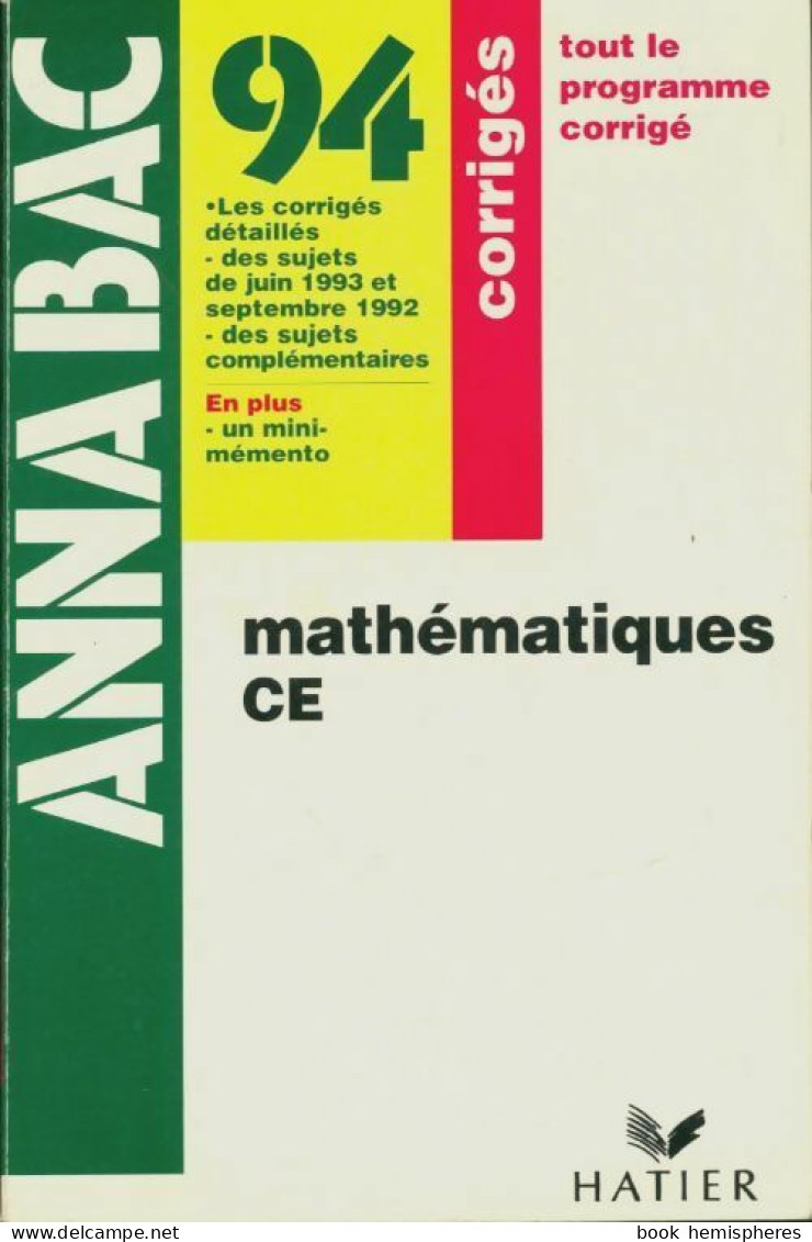 Annabac 94 Mathématiques (1993) De René Merckhoffer - 12-18 Jahre