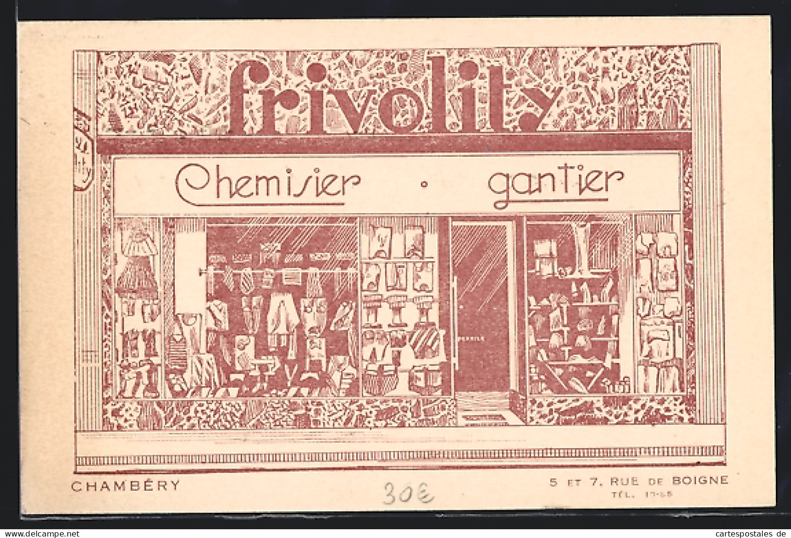 CPA Illustrateur Chambéry, Chemisier Gantier Frivolity, 5 Et 7, Rue De Boigne  - Sonstige & Ohne Zuordnung