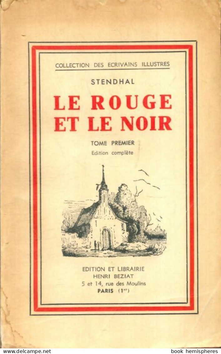 Le Rouge Et Le Noir Tome I (1936) De Stendhal - Klassische Autoren