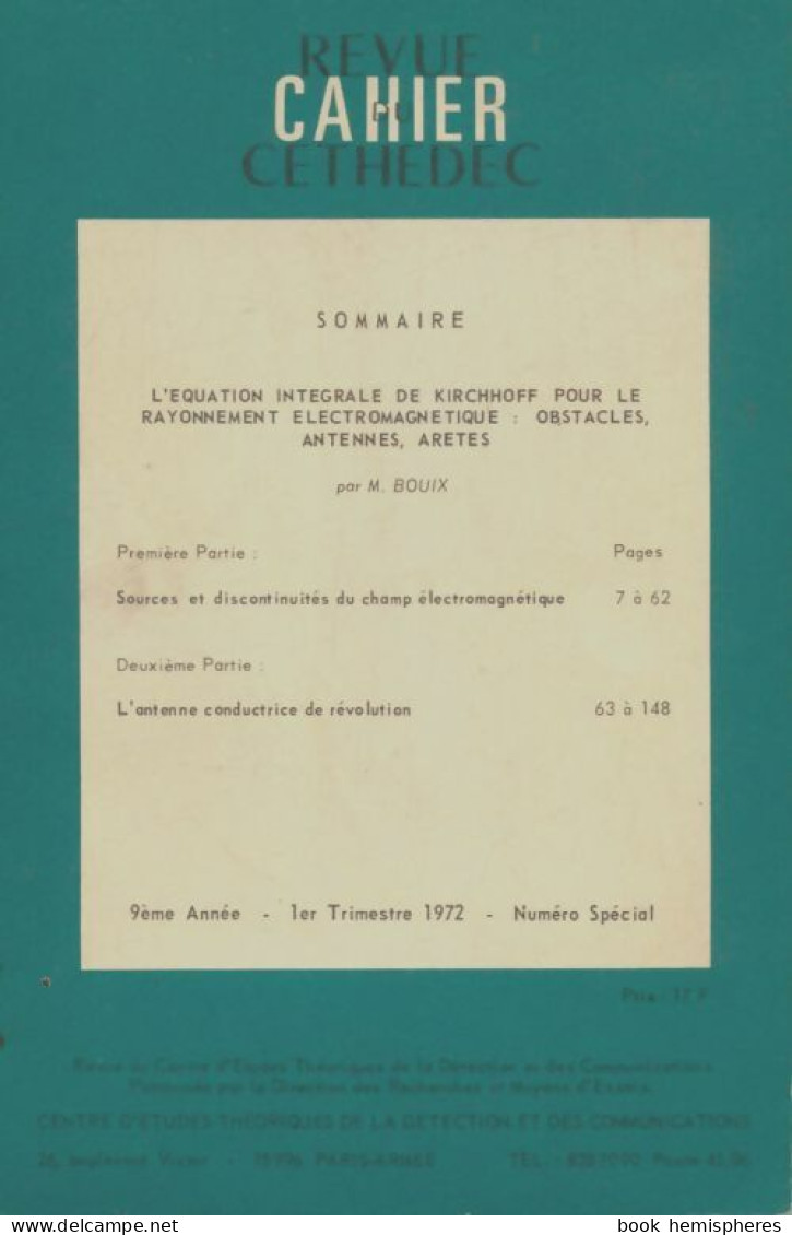 Revue Du Cahier Cethedec Numéro Spécial (1972) De Collectif - Zonder Classificatie