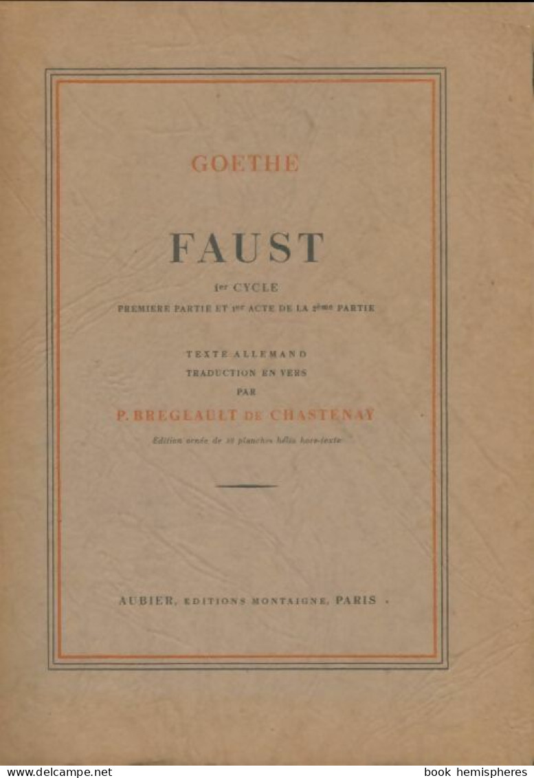 Faust. 1er Cycle (1948) De Johann Wolfgang Von Goethe - Musique