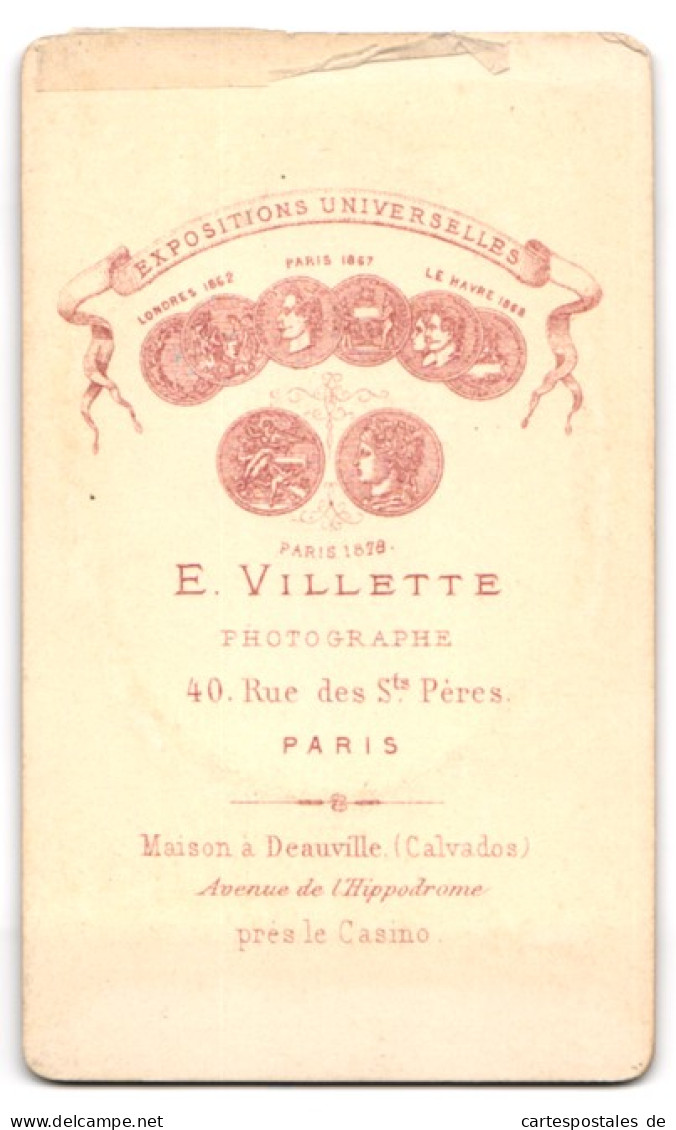 Photo E. Villette, Paris, 40, Rue Des Sts. Pères, Junge Dame Im Kleid Avec Haube  - Personnes Anonymes