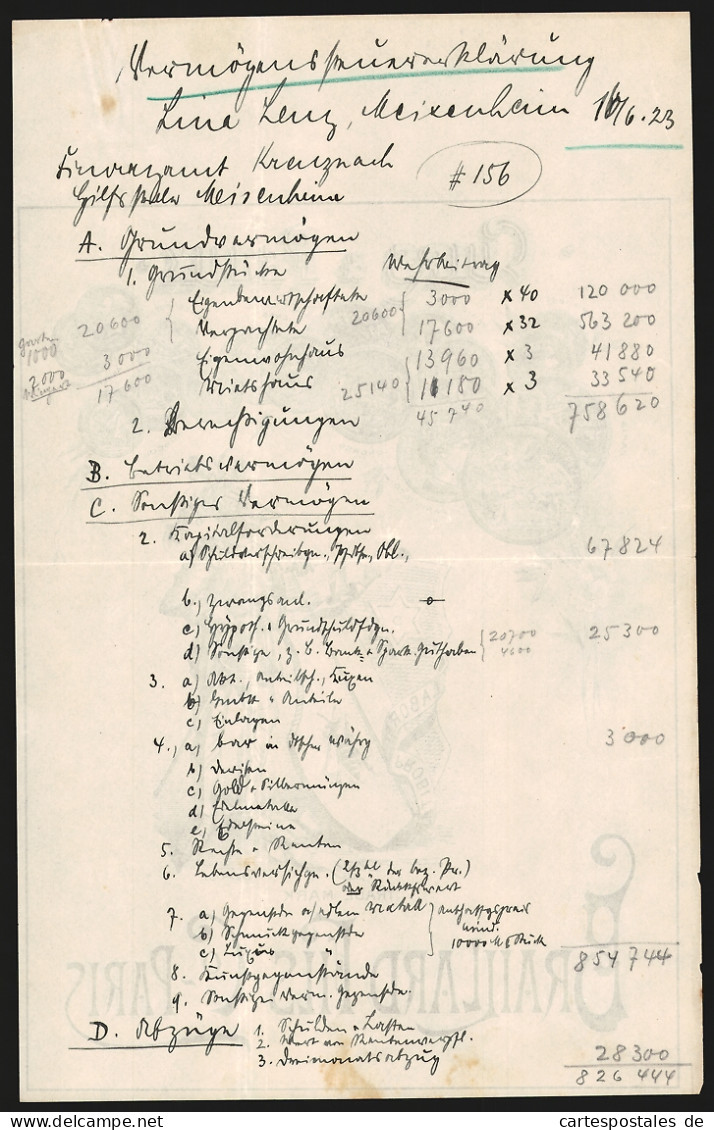 Facture Paris 1923, Braillard Fils & Co., Cuirs & Peaux, Handelsmarke Avec Ritter Et Armoiries, Preis-Medaillen  - Autres & Non Classés