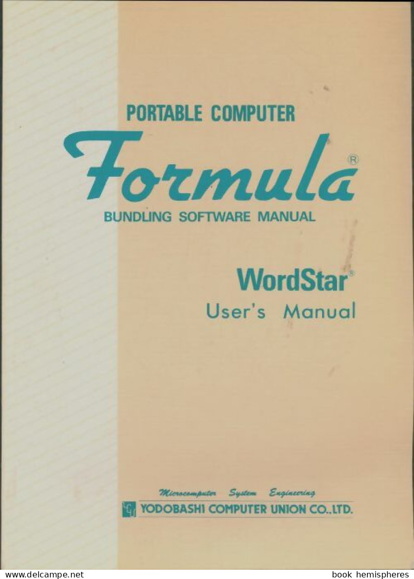 Formula Wordstar : User's Manual (1983) De Collectif - Informatique