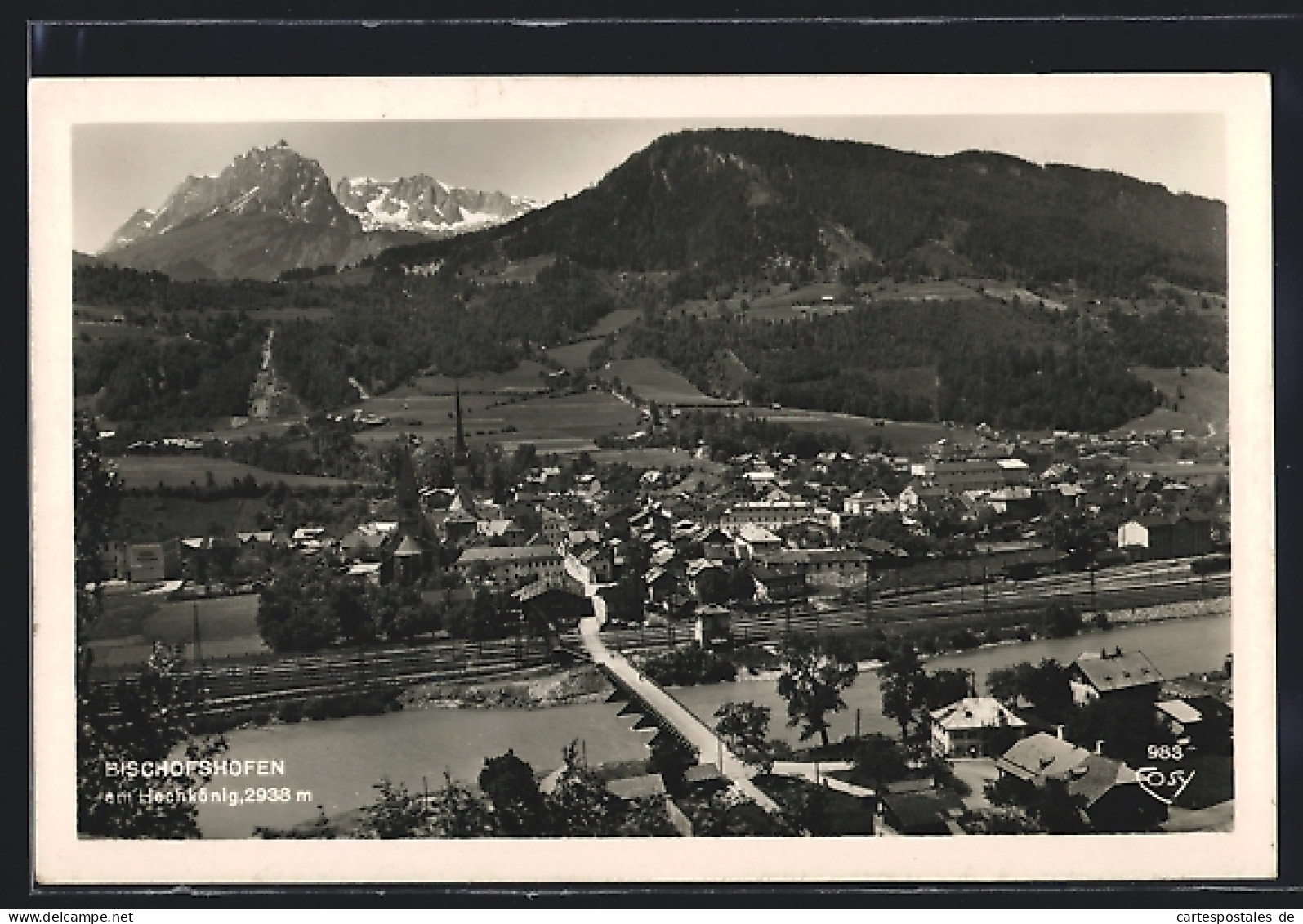 AK Bischofshofen Am Hochkönig, Gesamtansicht Mit Brücke Aus Der Vogelschau  - Sonstige & Ohne Zuordnung