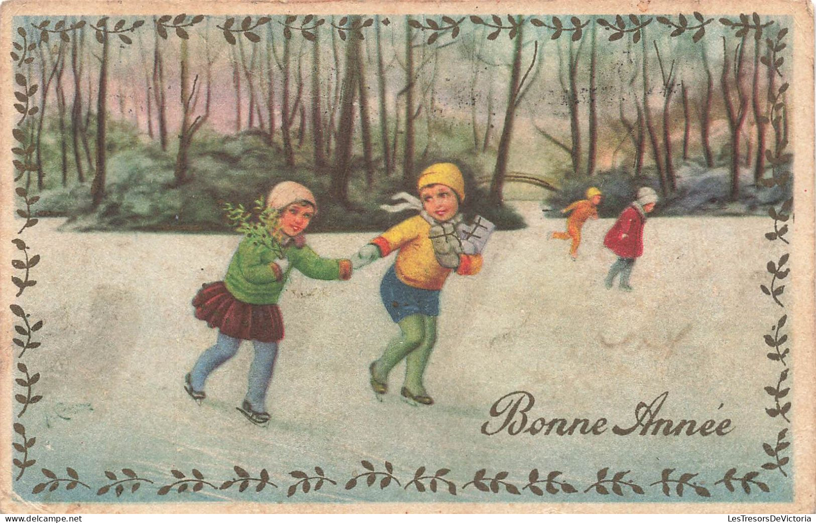 FETES ET VOEUX - Nouvel An - Des Enfants Jouant Dans La Neige - Colorisé - Carte Postale Ancienne - Anno Nuovo