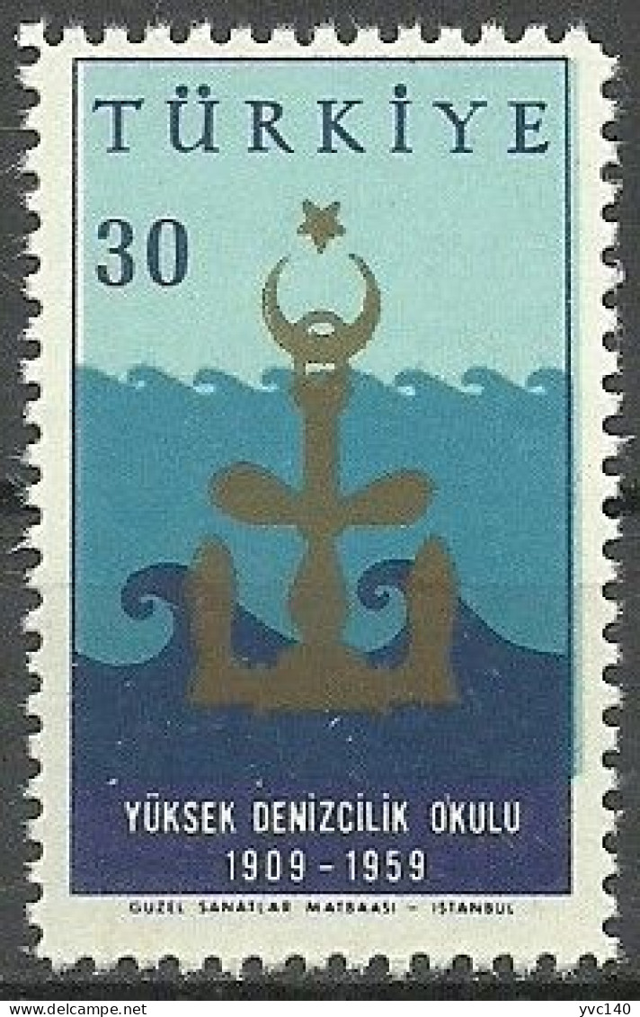 Turkey; 1959 50th Anniv. Of The Marine College 30 K. ERROR "Shifted Printing" - Unused Stamps