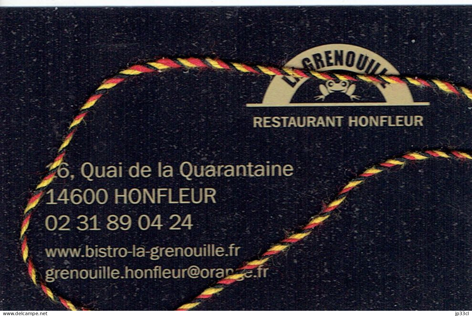 Carte Du Restaurant / Bistro "La Grenouille", Quai De La Quarantaine, Honfleur - Advertising
