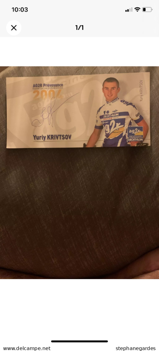 Carte Postale Cyclisme Yuriy KRIVTSOV Avec Autographe  Équipe  AG2R 2004 - Cyclisme