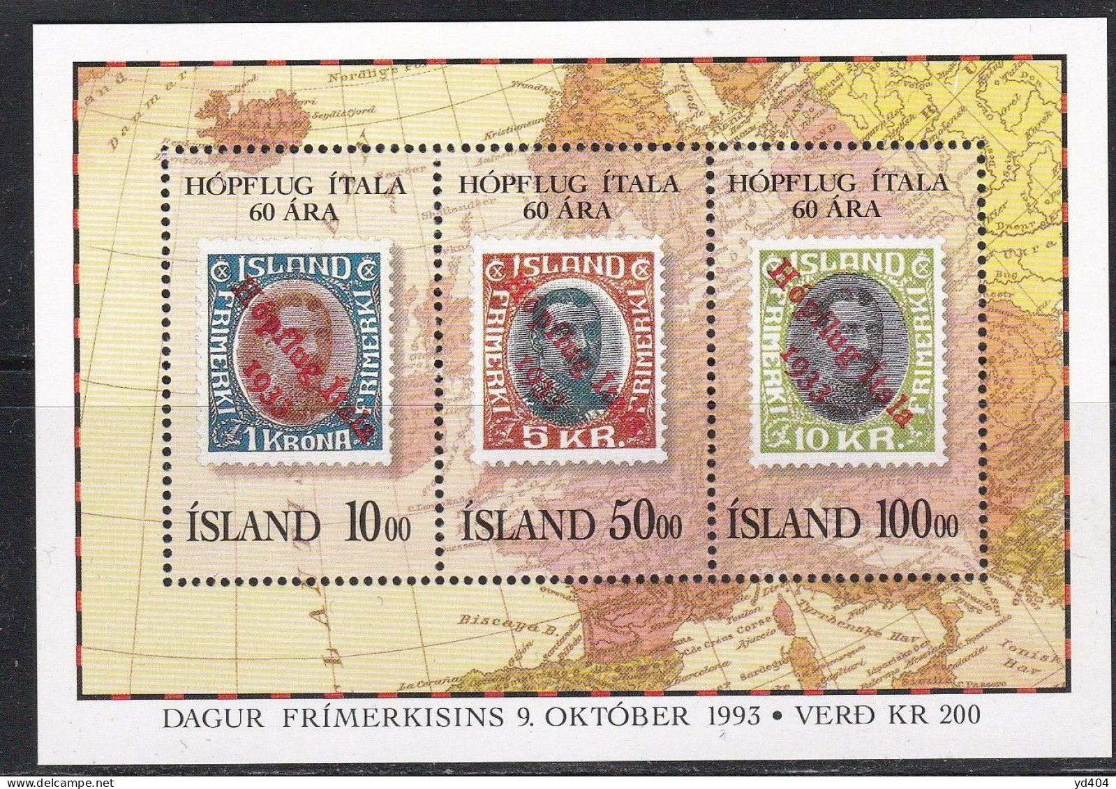 IS482 – ISLANDE – ICELAND – 1993 – JOURNEE DU TIMBRE – SG # MS 810 MNH 12,25 € - Blokken & Velletjes