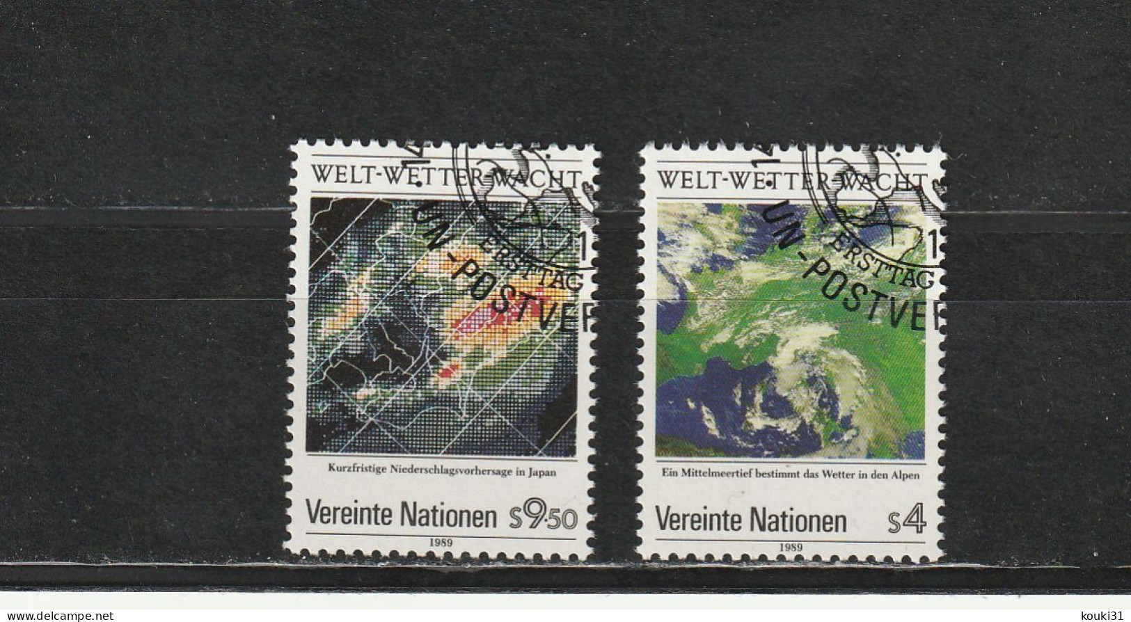 Nations Unies (Vienne) YT 92/3 Obl : Météorologie , Nuages , Précipitations  - 1989 - Gebruikt