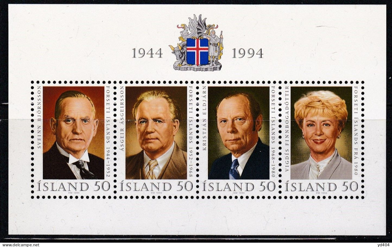 IS484 – ISLANDE – ICELAND – 1994 – 50th ANNIVERSARY OF REPUBLIC – SG # MS 829 MNH 11,50 € - Blokken & Velletjes