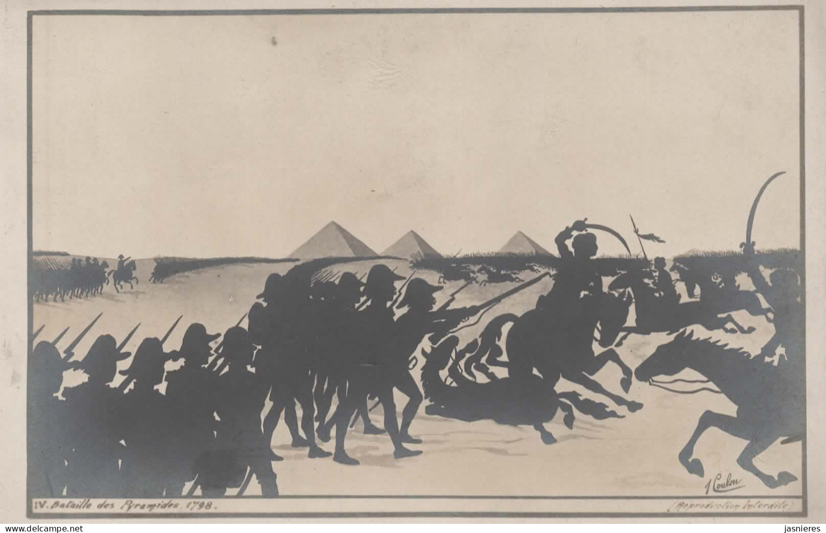 Cpa Jean COULON - Silhouette - Ombres Chinoises - Napoléon - IV - Bataille Des Pyramides,1798 - Vers 1905 - Altri & Non Classificati