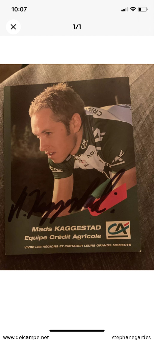 Carte Postale Cyclisme Mads KAGGESTAD Avec Autographe  Équipe  Crédit Agricole - Cycling