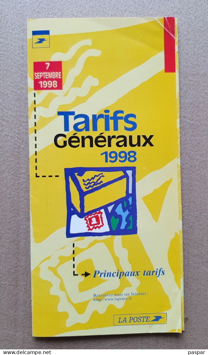 TARIFS GENERAUX 7 SEPTEMBRE 1998 - Documents Of Postal Services