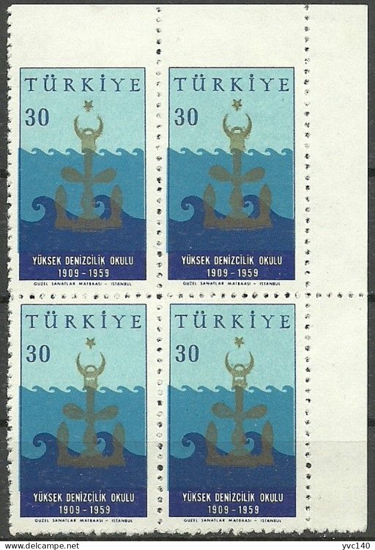 Turkey; 1959 50th Anniv. Of The Marine College 30 K. ERROR "Imperf. Edge" - Neufs