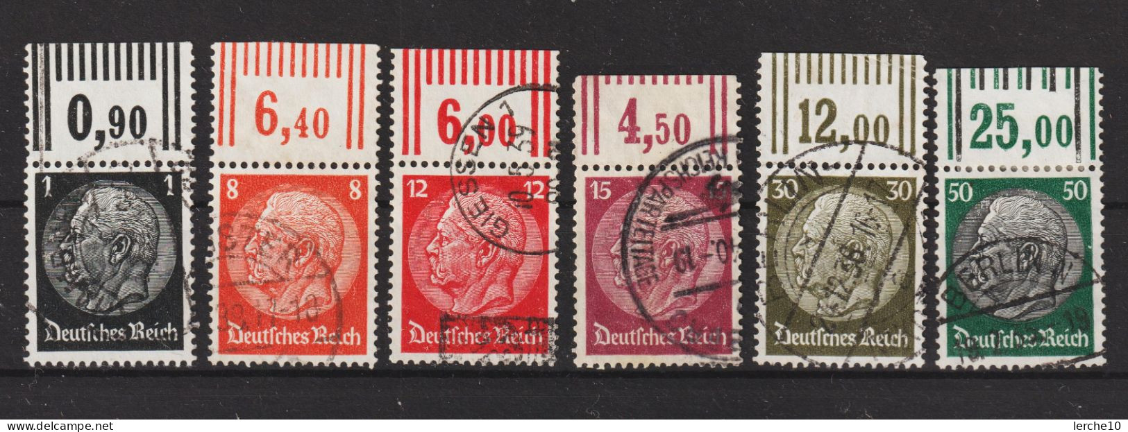 MiNr. 512, 517, 519, 520, 523, 525 Oberrand Gestempelt  (0345) - Usati