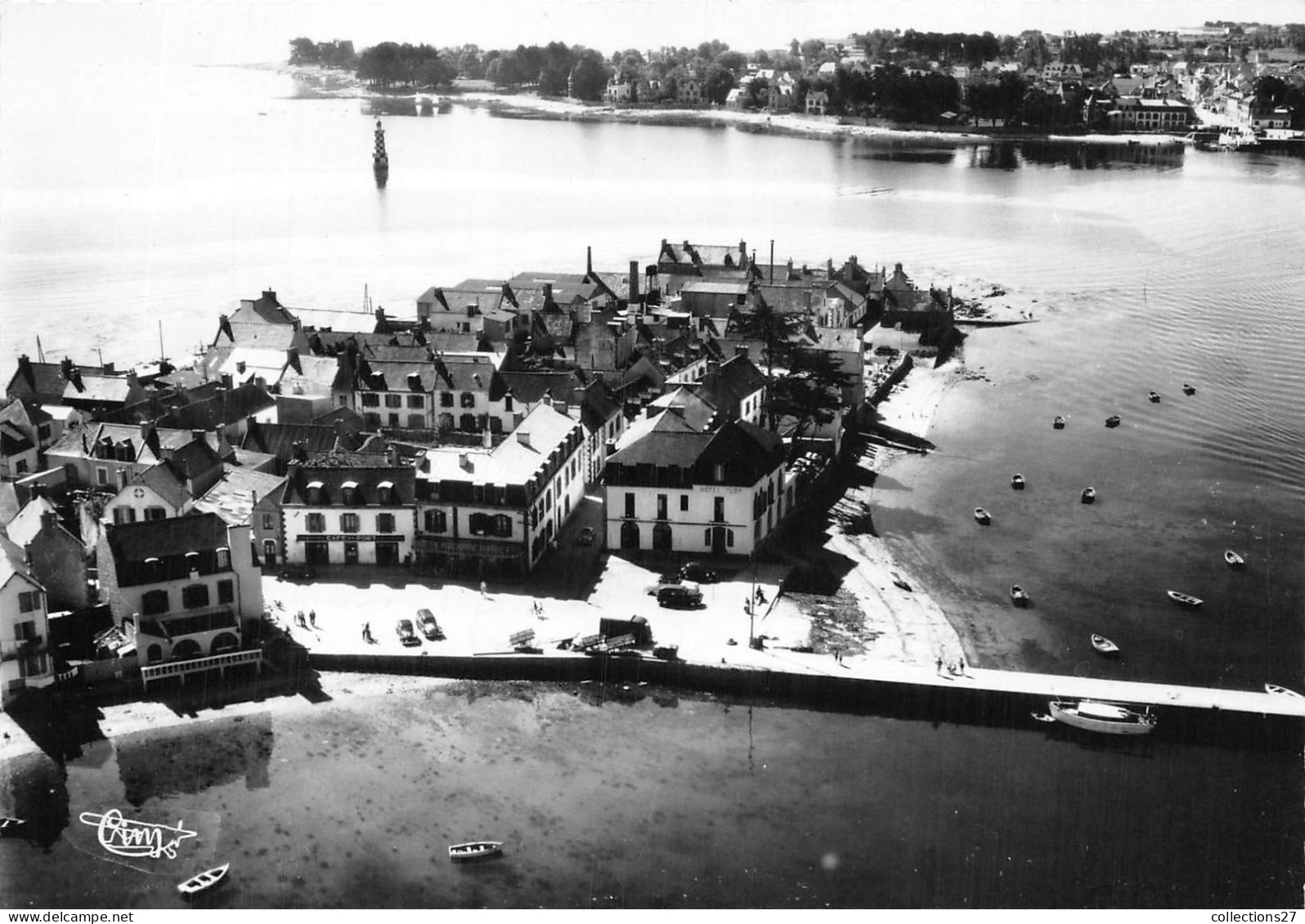 29-L'ILE-TUDY- VUE AERIENNE LE PORT ET LES HÔTELS AU LOIN LA POINTE DE LOCTUDY - Ile Tudy