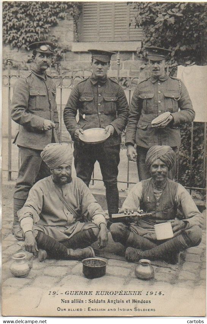 Guerre Européenne 1914  Nos Alliés : Soldats Anglais Et Hindous - Guerra 1914-18