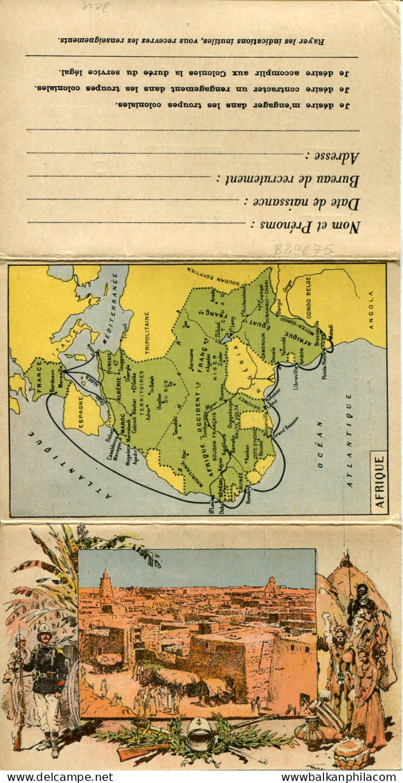 French West Africa Army Illustrated Map Postcard - Other & Unclassified