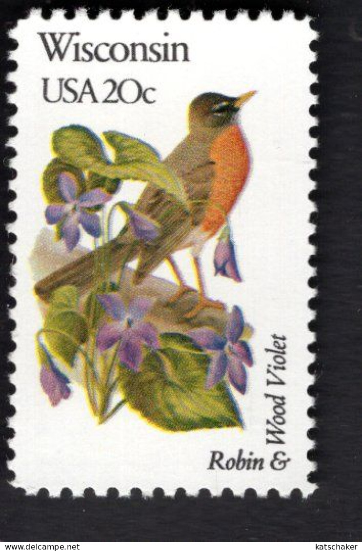 1345091071 1982 SCOTT 2001 (XX) POSTFRIS MINT NEVER HINGED  - WISCONSIN State Birds And Flowers - Nuovi