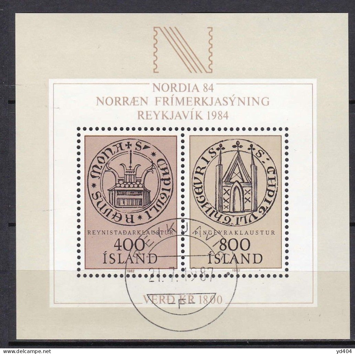 IS406 – ISLANDE – ICELAND – BLOCKS - 1982 – NORDIA 84 – Y&T # 4 USED 7 € - Blocs-feuillets