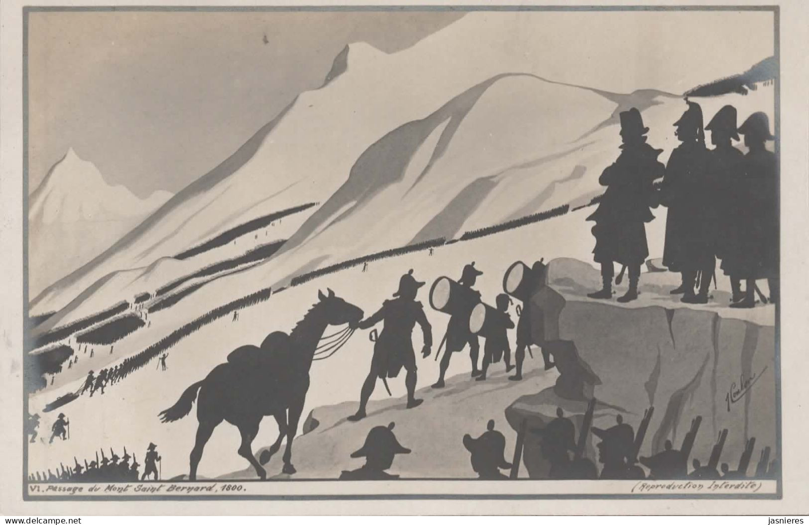 Cpa Jean COULON - Silhouettes - Ombres Chinoises - Napoléon - VI - Passage Du Mont Saint-Bernard ,1800 - Sonstige & Ohne Zuordnung