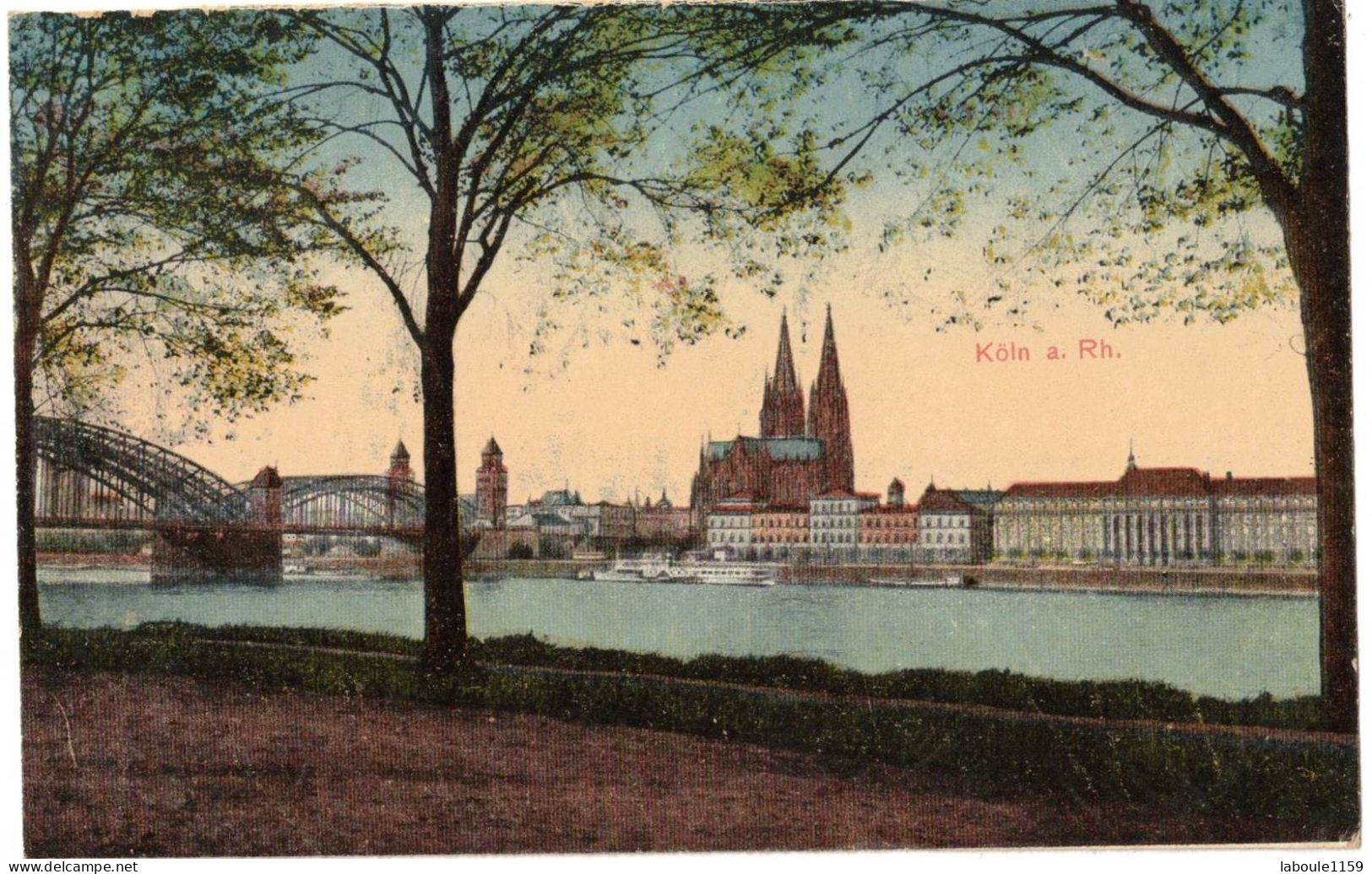 ALLEMAGNE GERMANY RHENANIE WESTPHALIE COLOGNE KÖLN AM RHEIN KOELN : VUE SUR LES BERGES DU RHIN - EDITION COLORISEE - Köln