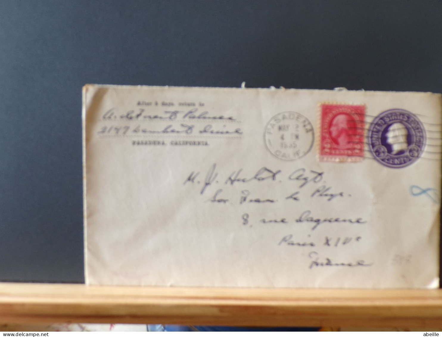 ENTIER523   ENVELOPPE USA 1935POUR LA FRANCE PIQUAGE PRIVE - ...-1900