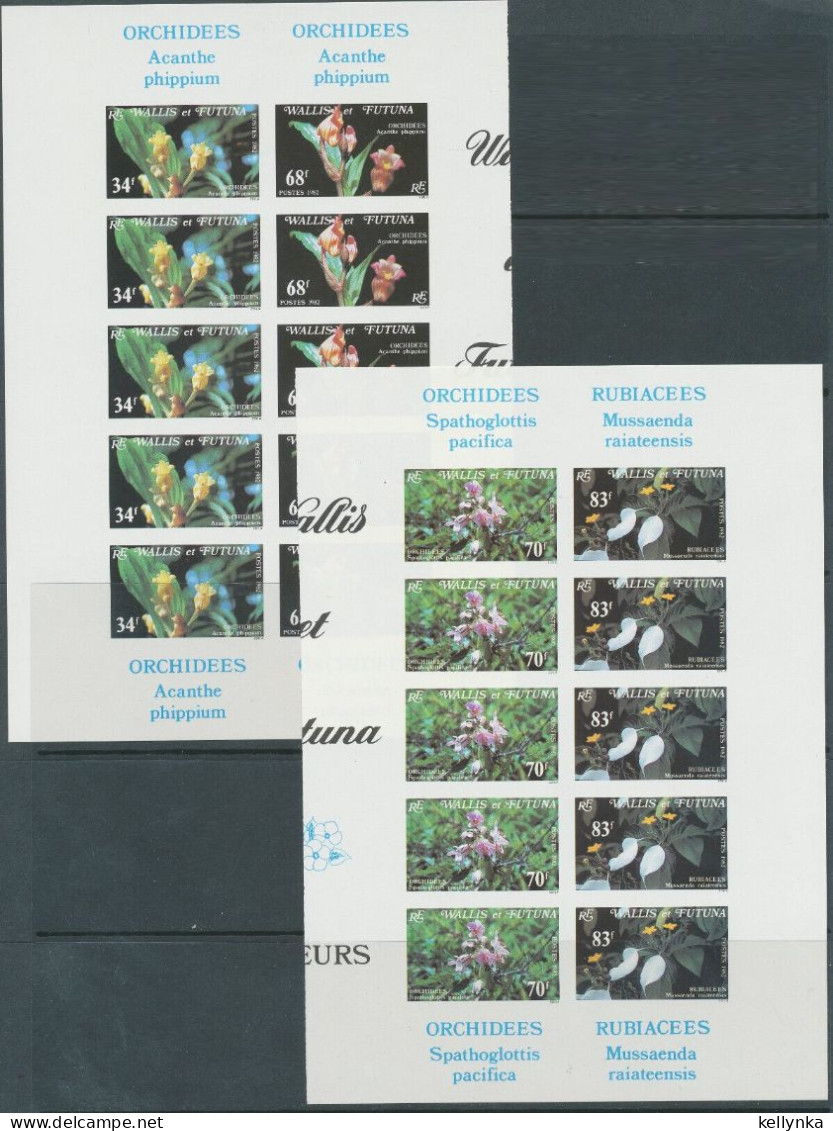 Wallis Et Futuna - 286/289 - Strips Of 5 - Imperforated - 1982 - Orchids - MNH - Unused Stamps