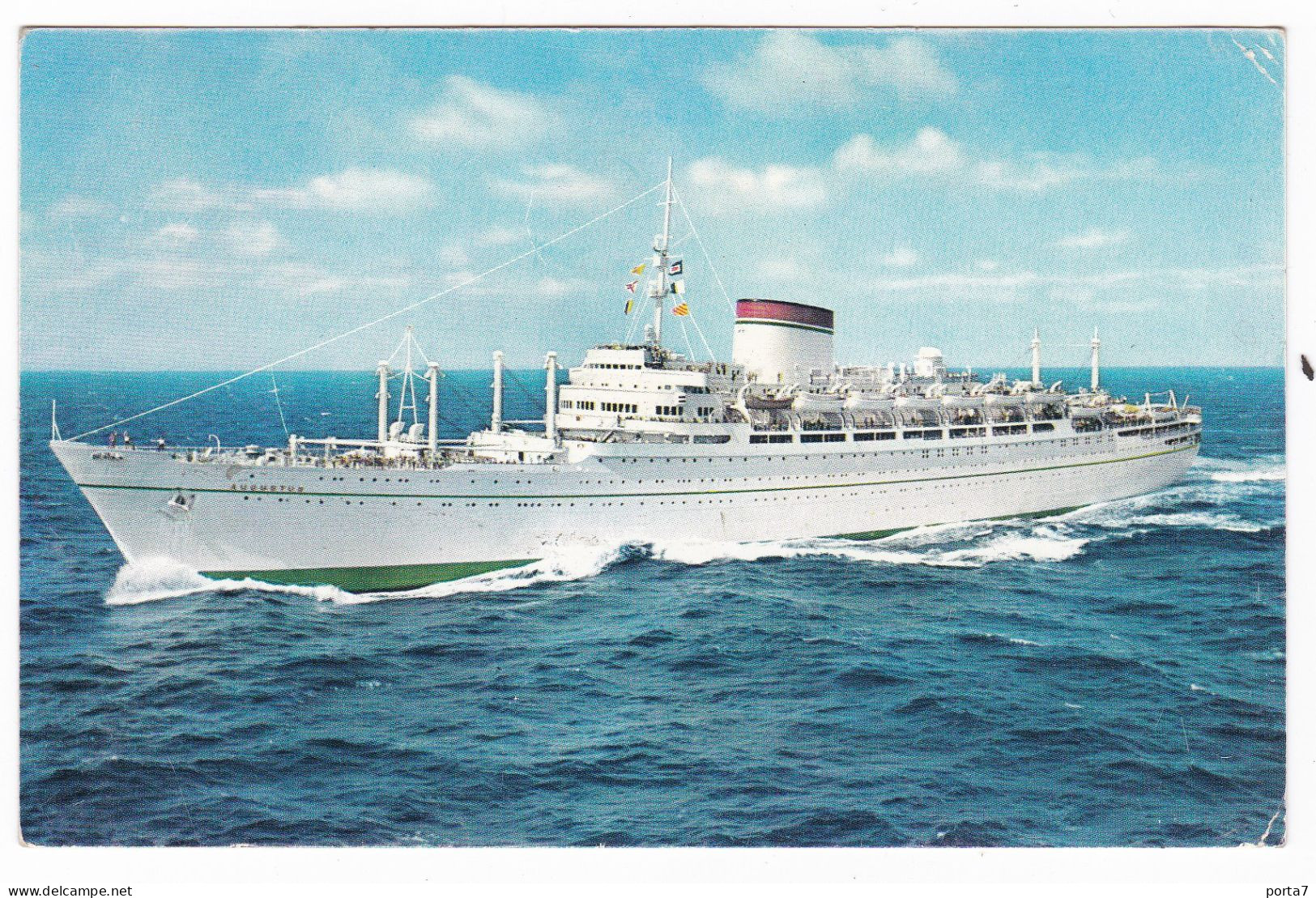 NAVE - MOTO NAVE " AUGUSTUS - GIULIO CESARE - SHIP - SPEDITA 9.2.1973 - Piroscafi