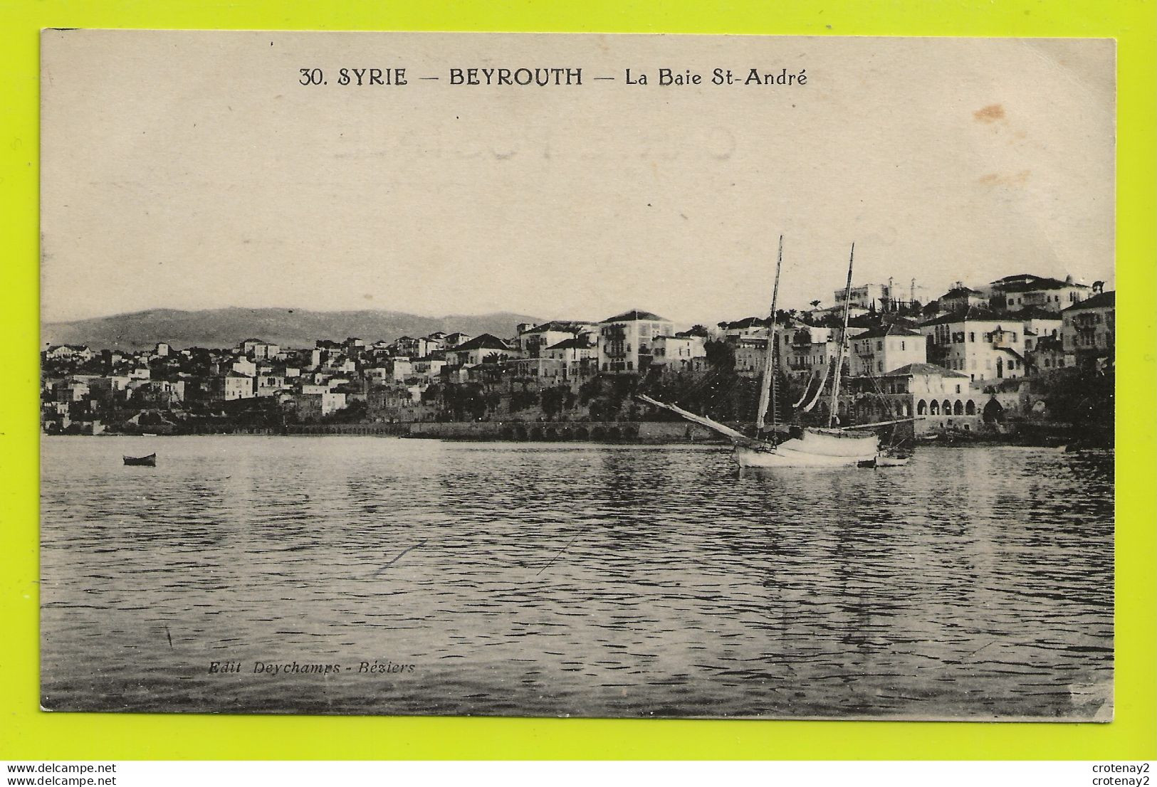 Syrie BEYROUTH N°30 La Baie St André Beau Voilier édit Deychamps Béziers VOIR DOS - Syria