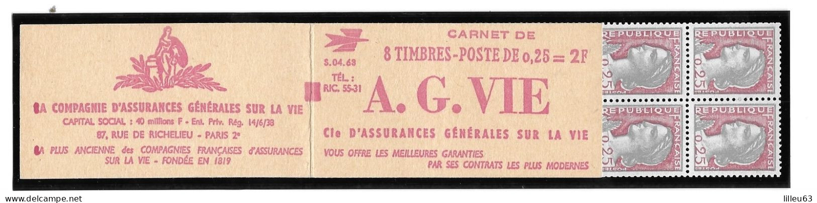 Rare Variete 2 Carnets Marianne Decaris  1263  Carnet 367 Et 367a  Maury  Série 4.63  6mm Au Lieu De 8mm SUP - Modernos : 1959-…