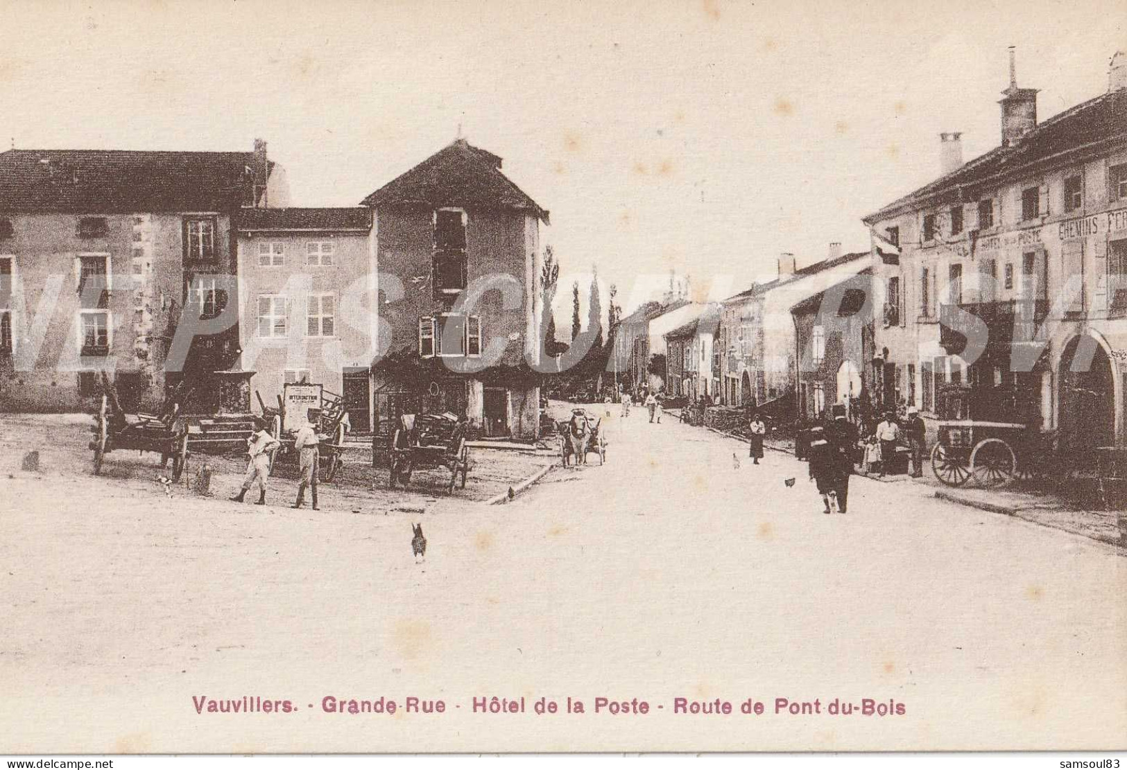 Carte Postale CPA Vauvillers (70) Grande Rue Route De Pont Du Bois      Soldats - Vauvillers