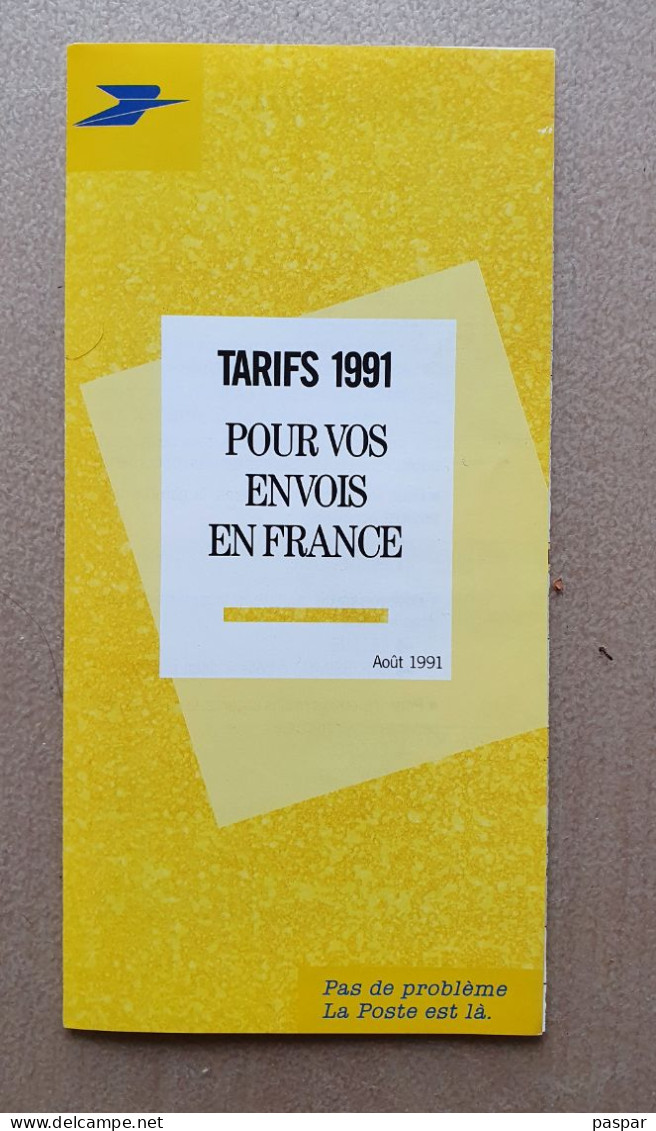 La Poste - Tarifs 1991 Envois En France - Août 1991 - Documents Of Postal Services