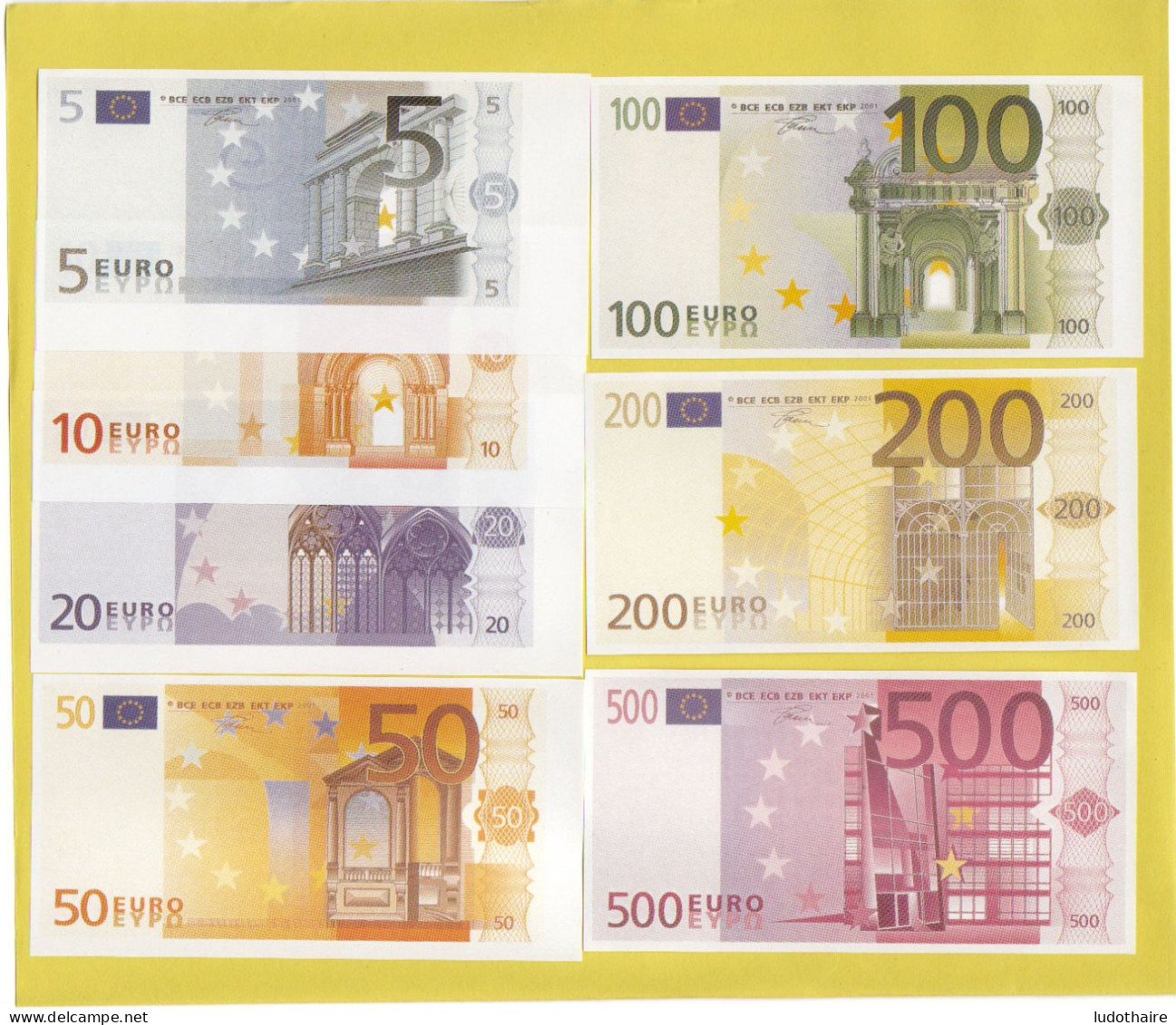 7 Billets De Jeu Euroland, Dujardin 2001, Euro - Fiktive & Specimen