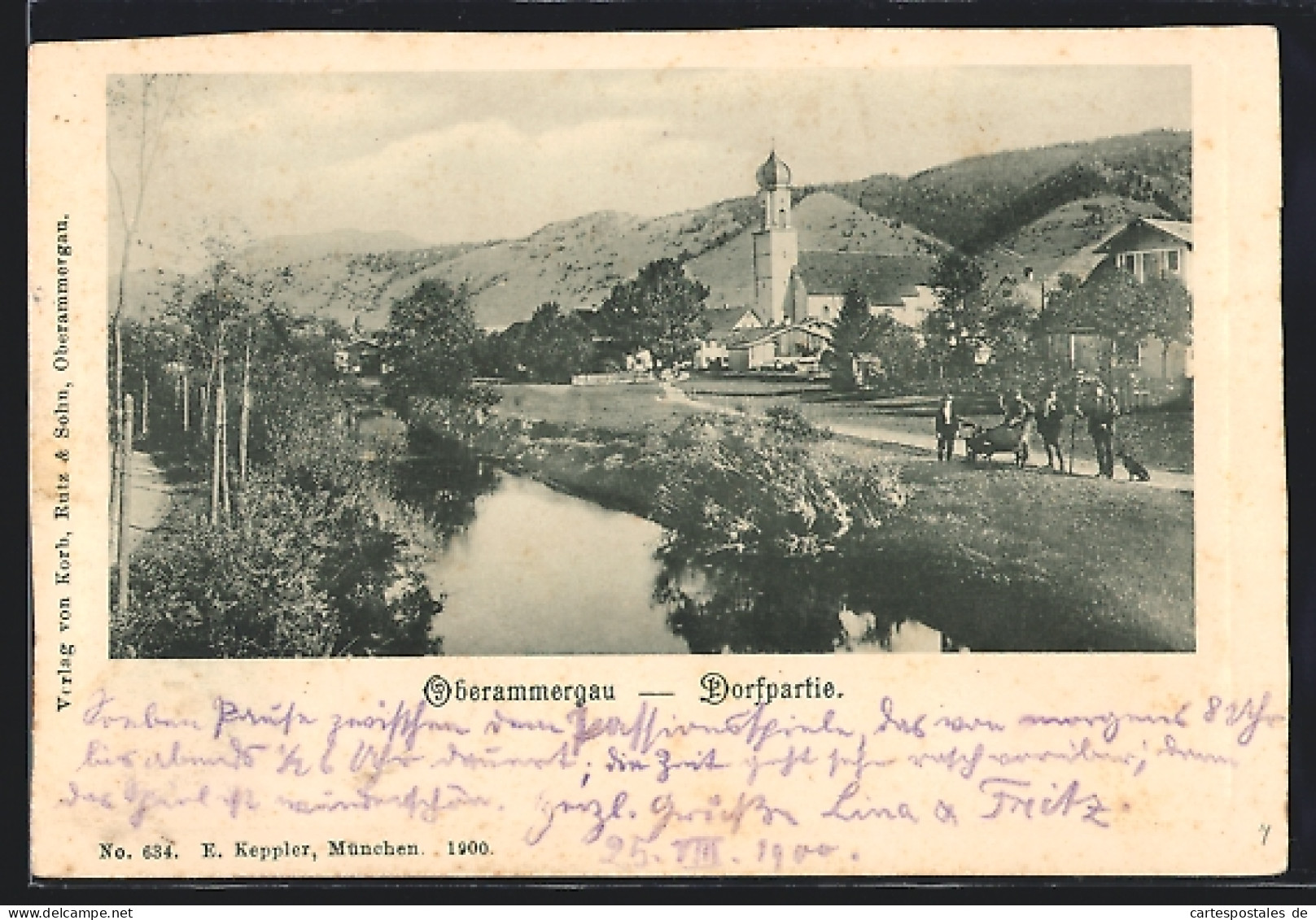 AK Oberammergau, Dorfpartie Am Fluss  - Oberammergau