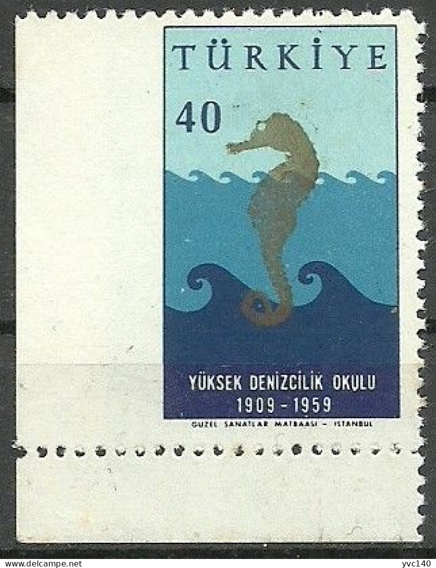 Turkey; 1959 50th Anniv. Of The Marine College 40 K. ERROR "Imperf. Edge" - Ungebraucht
