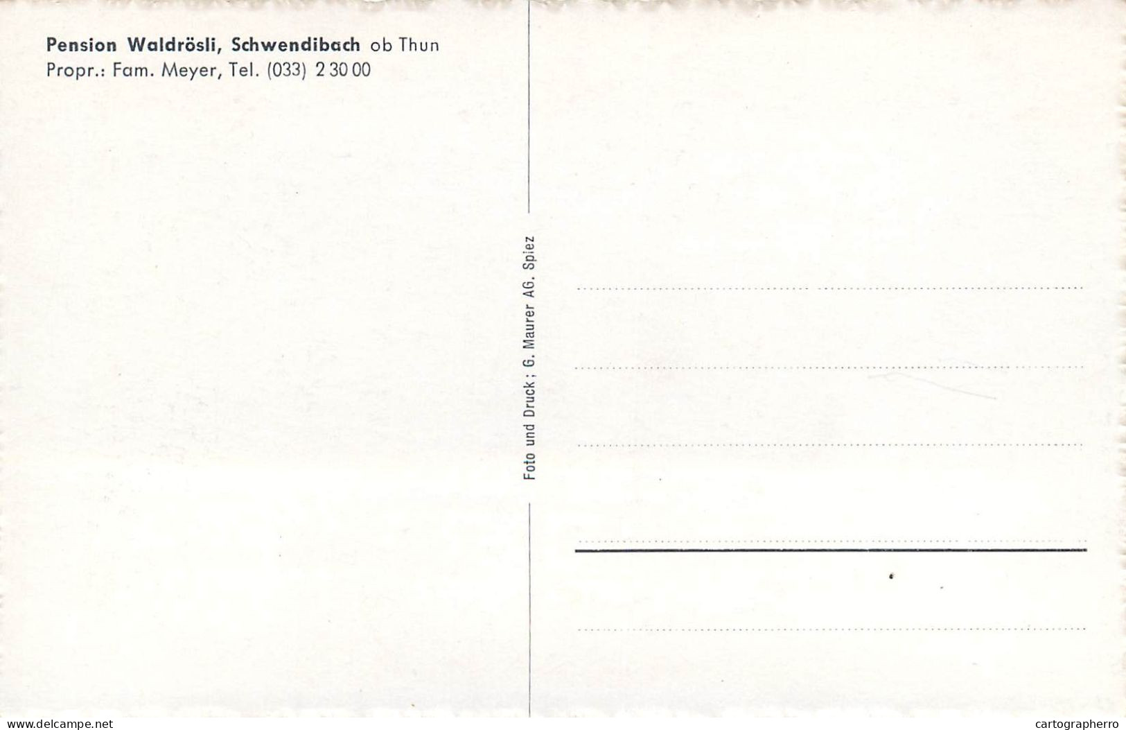 Postcard Switzerland Pension Waldrosli Schwendibach - Altri & Non Classificati