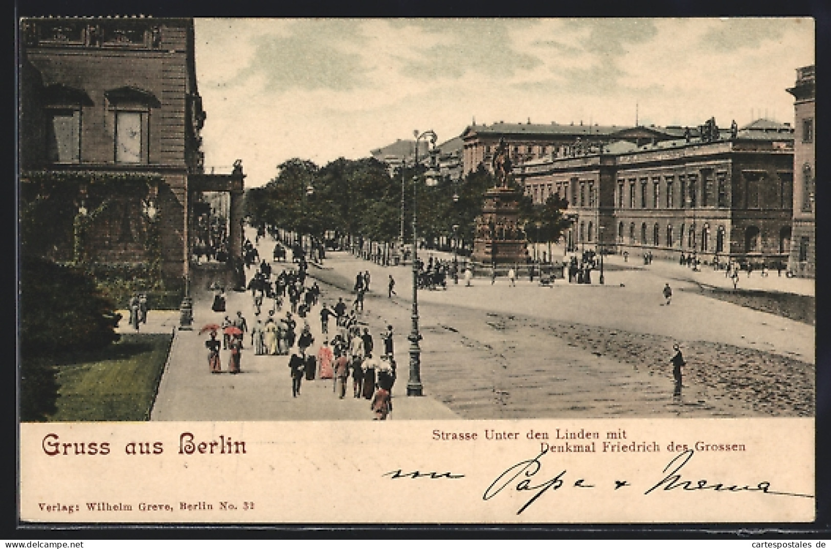 AK Berlin, Strassenpartie Unter Den Linden Mit Blick Auf Das Denkmal Friedrich Des Grossen  - Mitte