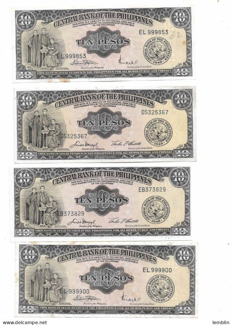 PHILIPPINES - 4 X 10 PESOS 1949 NEUF UNC - Filipinas