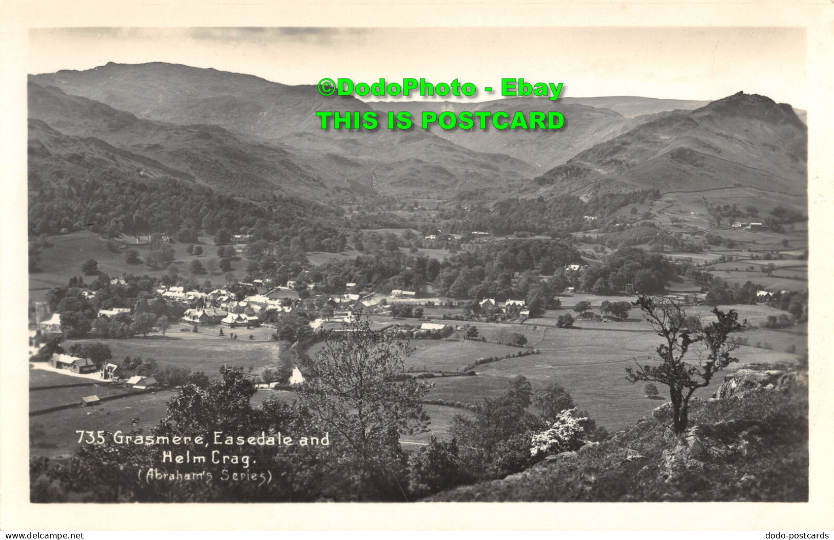 R356787 735. Grasmere. Easedale And Helm Crag. Abrahams Series - World