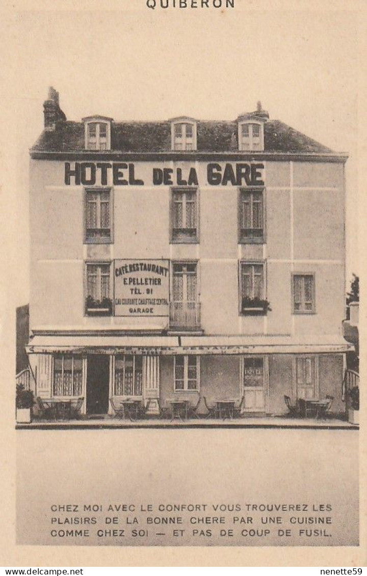 56 QUIBERON  - Hôtel De La Gare - ( CPA Plus Rare ) - Quiberon